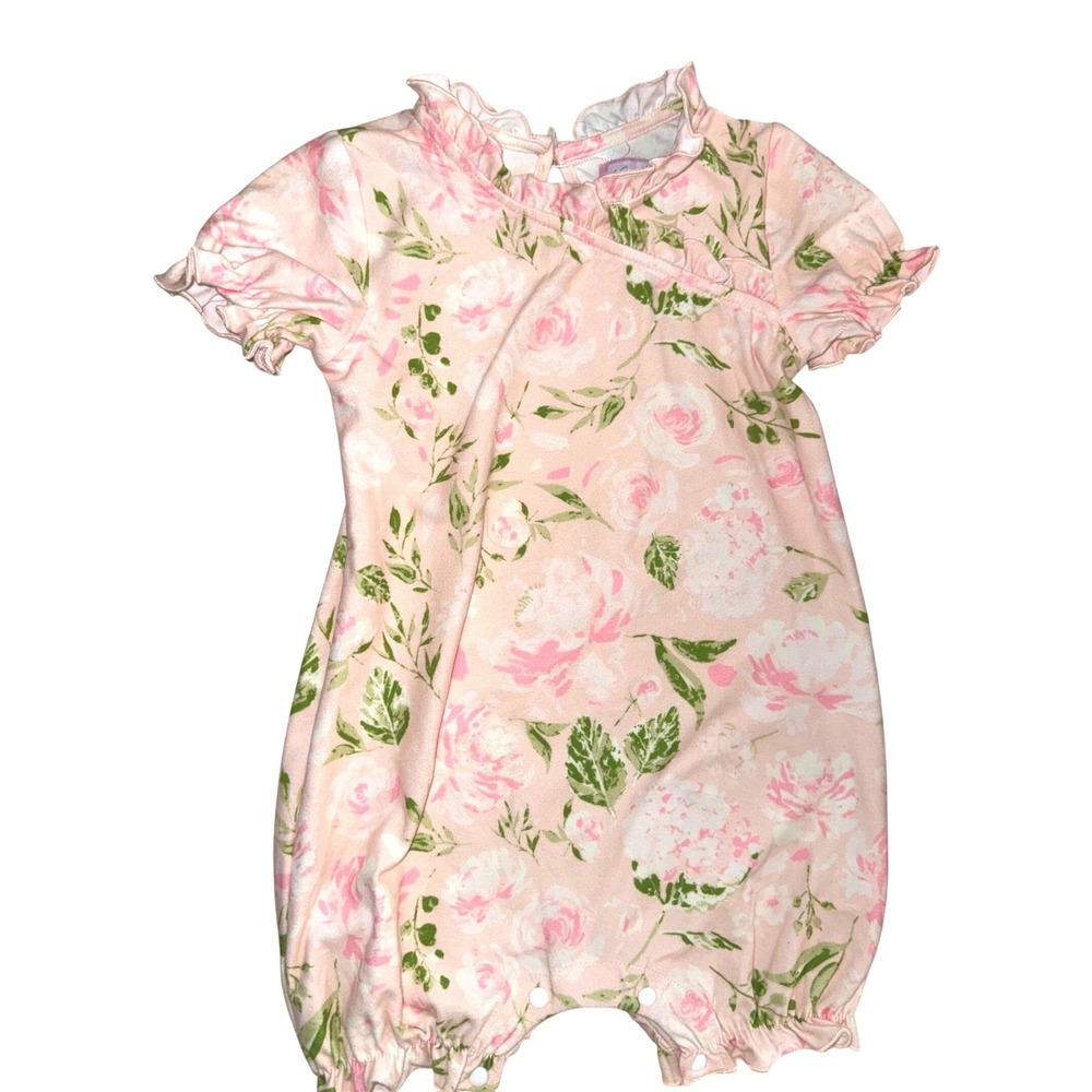 SweetHoney Girls Pink Floral Bubble Romper Ruffle One Piece 2T Rose Garden